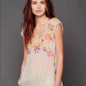 FREE PEOPLE • summer nights embroidered beaded top